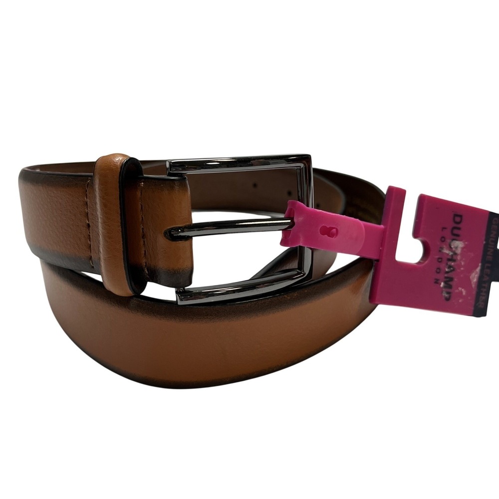Duchamp London Belt Men 34 Brown Tan Leather Hand Crafted Classic Neutral Casual